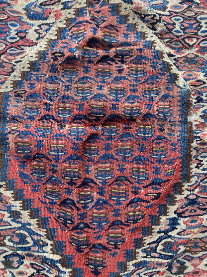 Antique Kurdish Senneh Kilim Rug