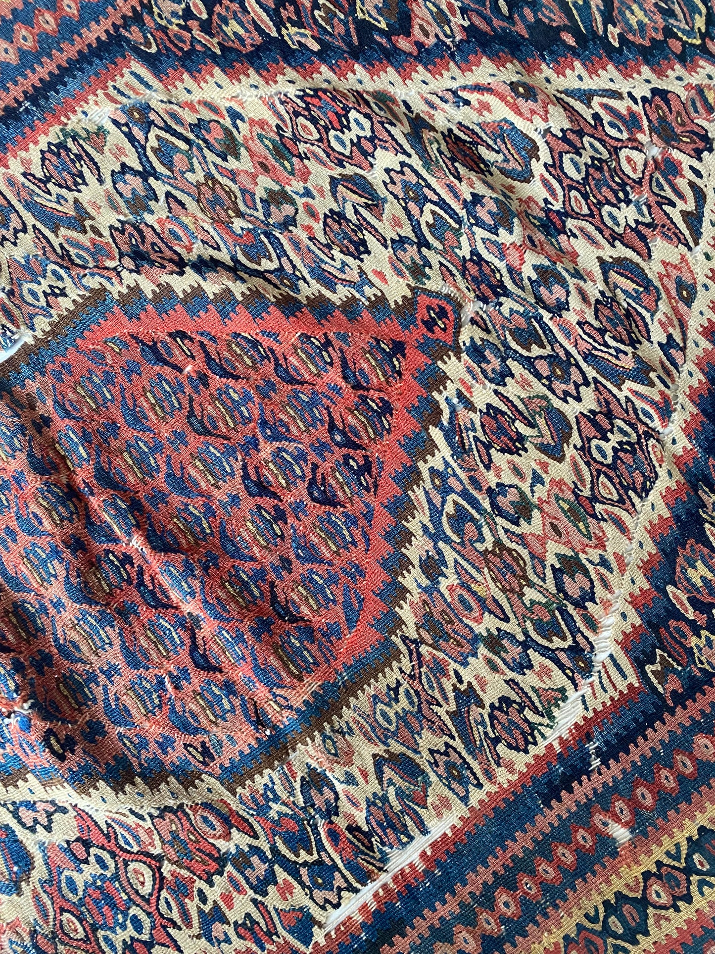 Antique Kurdish Senneh Kilim Rug