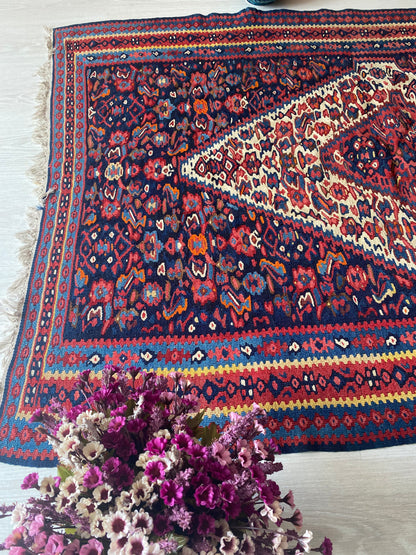 Antique Kurdish Senneh Kilim Rug