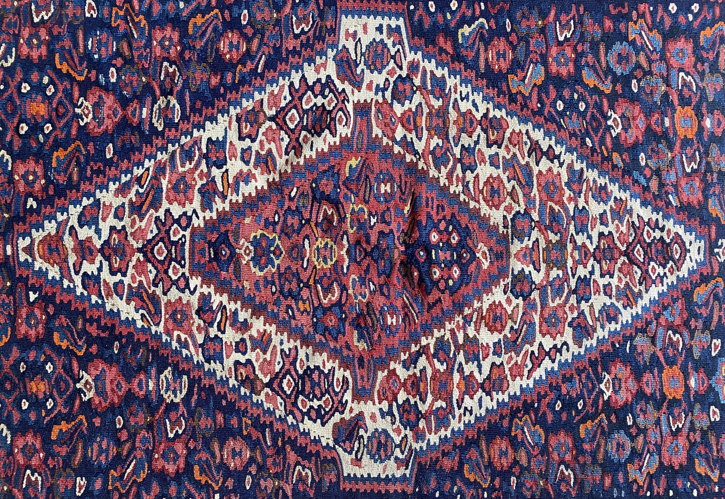 Antique Kurdish Senneh Kilim Rug