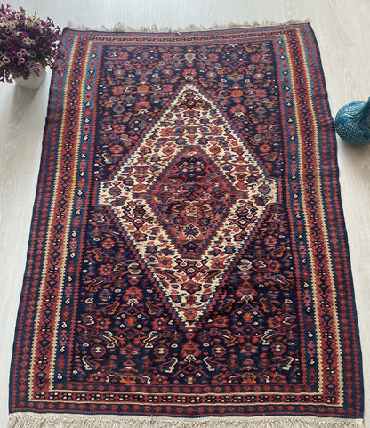 Antique Kurdish Senneh Kilim Rug