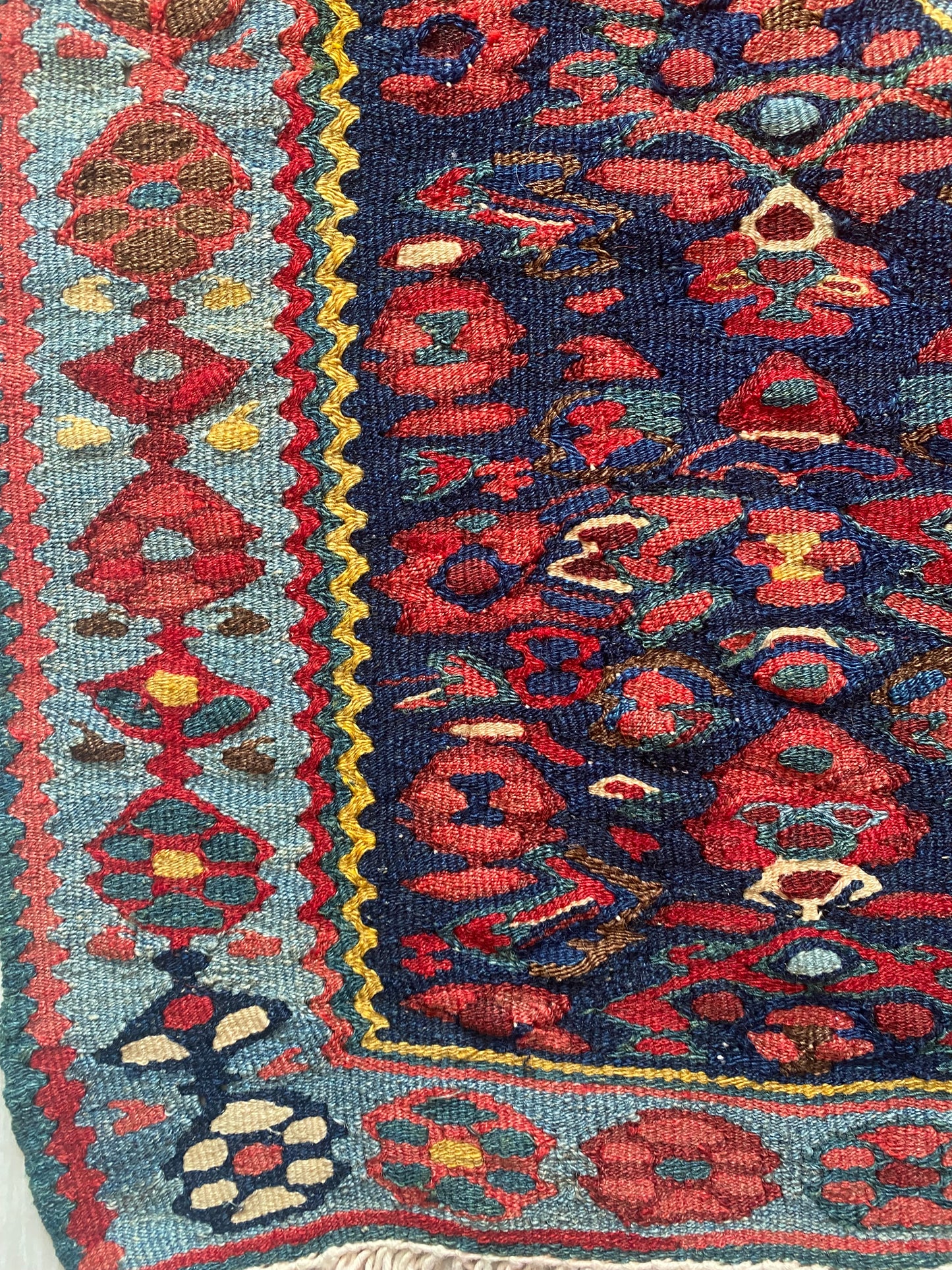 Antique Kurdish Senneh Kilim Rug