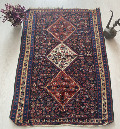 Antique Kurdish Senneh Kilim Rug