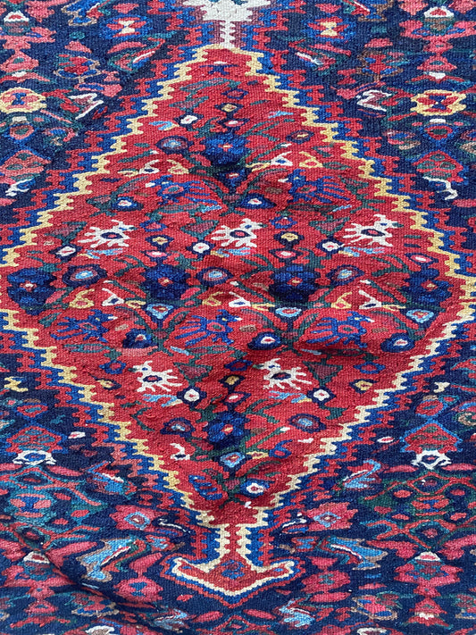 Antique Kurdish Senneh Kilim Rug