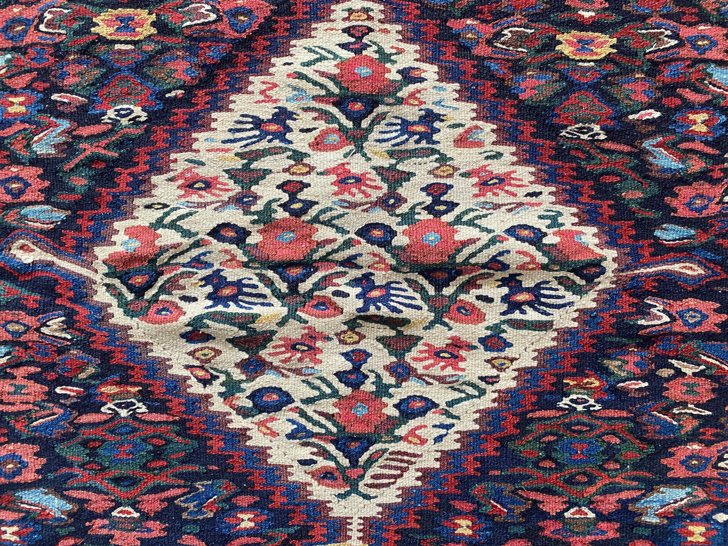 Antique Kurdish Senneh Kilim Rug