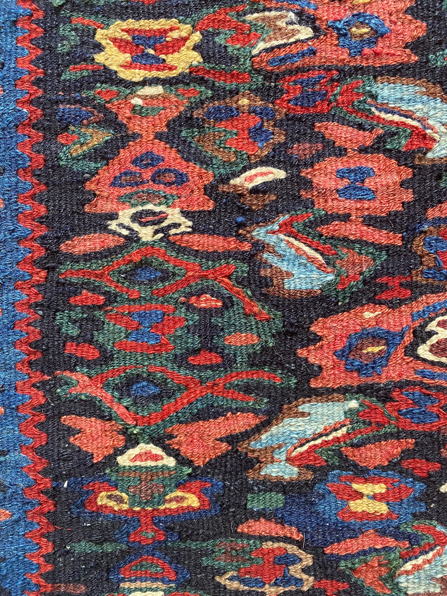 Antique Kurdish Senneh Kilim Rug