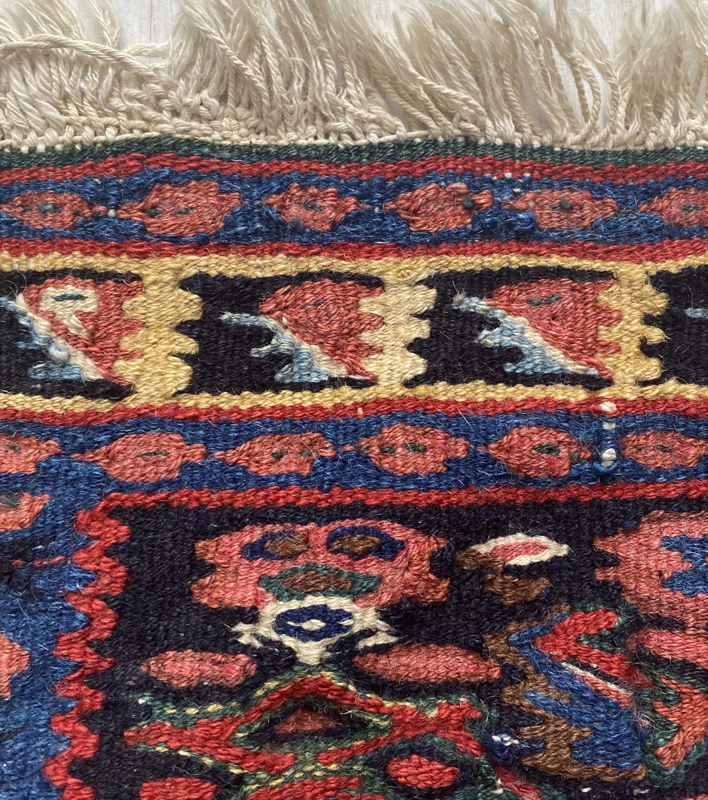 Antique Kurdish Senneh Kilim Rug