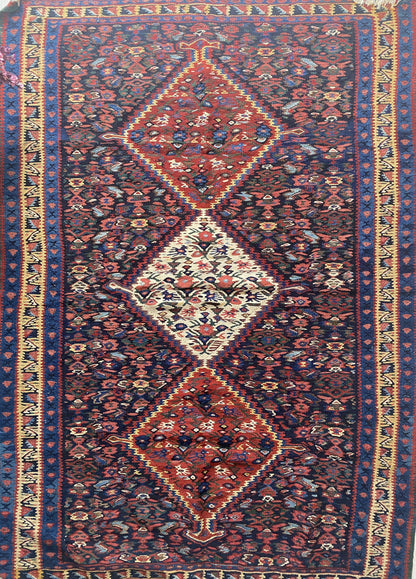 Antique Kurdish Senneh Kilim Rug