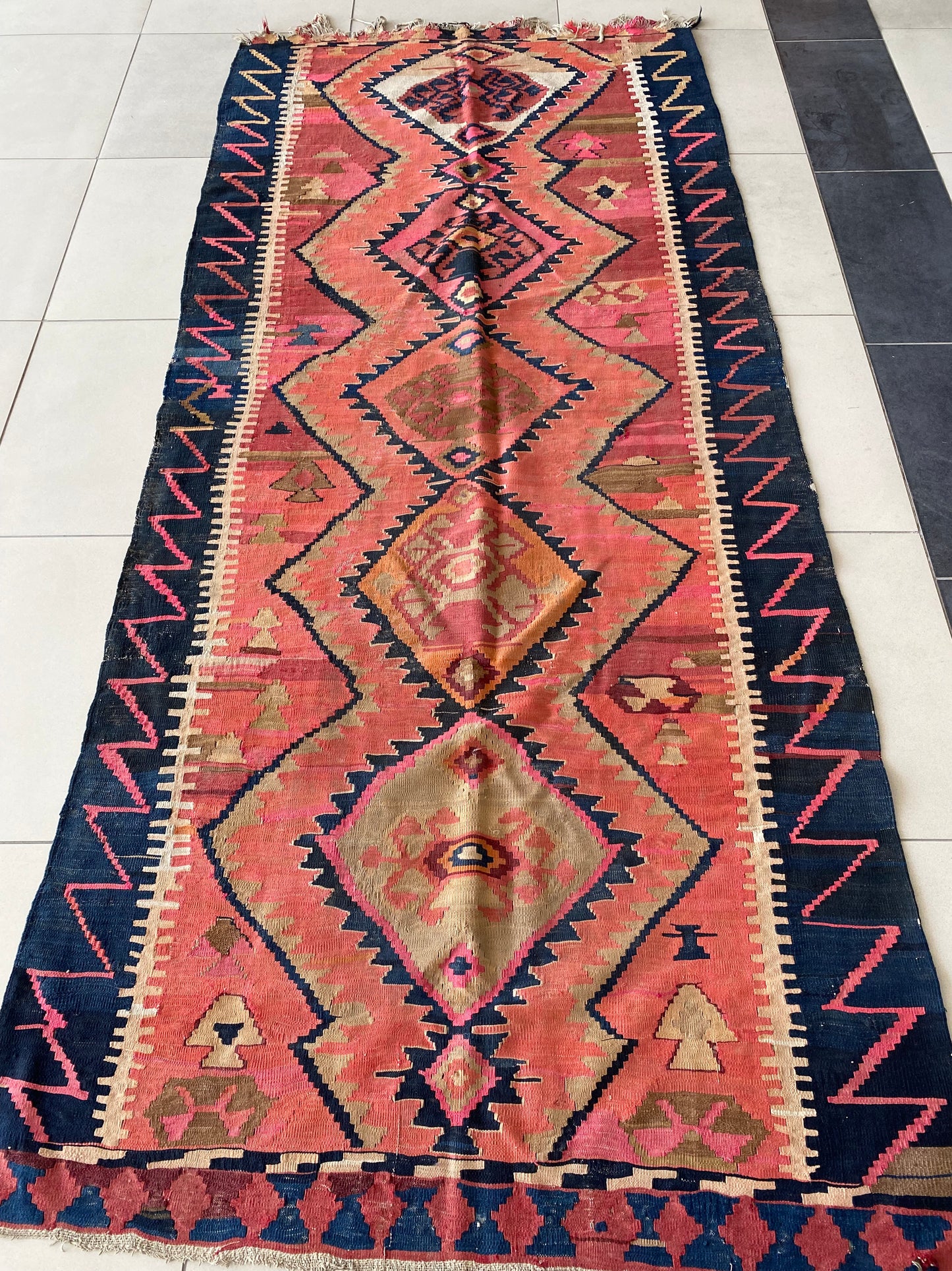 Antique Shirvan Kilim Rug, 4x10 Feet Rug, Caucasus Kilim