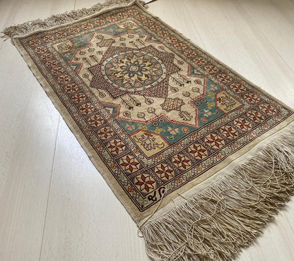 Turkish Silk Rug,Vintage Rug,Silk Carpet,Tribal Rug,Ethnic Rug,Nomadic Rug,1x2 Rug,Pure Silk Rug,Hereke Rug