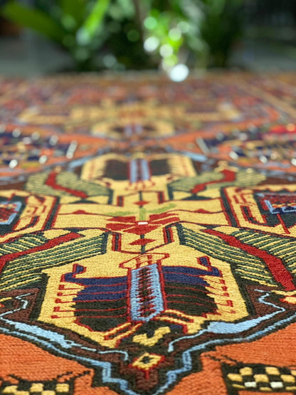 Vintage Sumak Rug with Silk Highlights