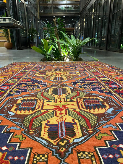 Vintage Sumak Rug with Silk Highlights