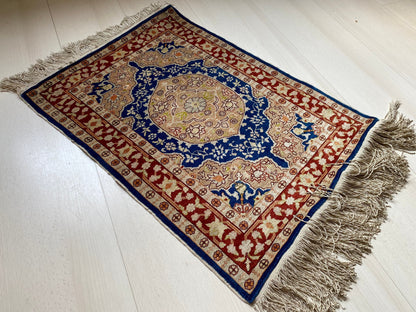 Turkish Silk Rug,Vintage Rug,Silk Carpet,Tribal Rug,Ethnic Rug,Nomadic Rug,1x2 Rug,Pure Silk Rug,Hereke Rug