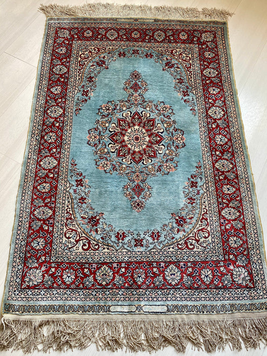 Authentic Handmade Turkish Silk Rug, 3x4 Silk Rug, Silk Carpet, Elegant Pure Silk Rug