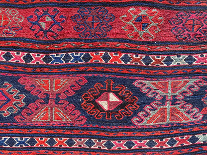 Sumak Rug,Mafrash panel,Bedding Bag Rug,Caucasus Rug,Antique Kilim,Mafrash,Soumak Rug,Nomadic Rug,Oriental Rug,Flatweave Rug,Sumak,4x4 Rug