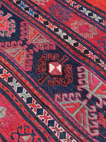 Sumak Rug,Mafrash panel,Bedding Bag Rug,Caucasus Rug,Antique Kilim,Mafrash,Soumak Rug,Nomadic Rug,Oriental Rug,Flatweave Rug,Sumak,4x4 Rug