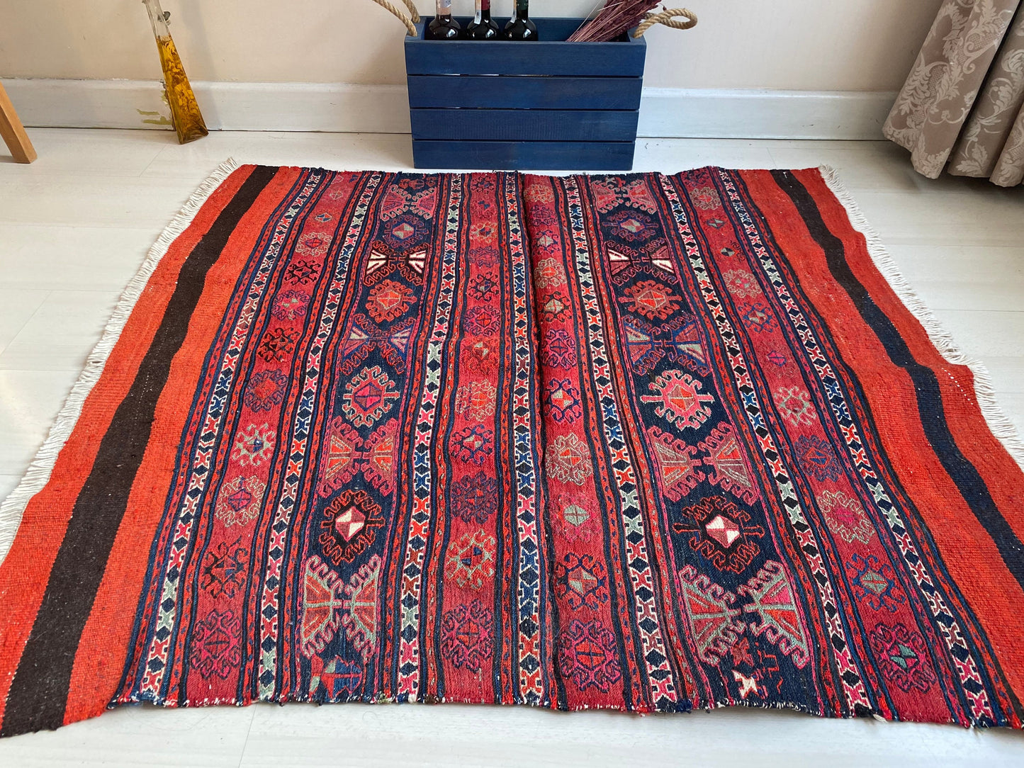 Sumak Rug,Mafrash panel,Bedding Bag Rug,Caucasus Rug,Antique Kilim,Mafrash,Soumak Rug,Nomadic Rug,Oriental Rug,Flatweave Rug,Sumak,4x4 Rug