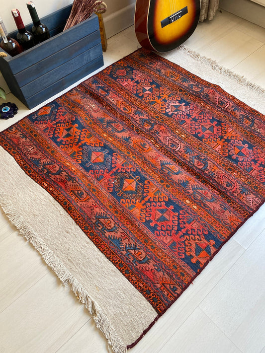 Sumak Rug,Soumak Rug,Caucasian Kilim,Caucasian Soumak,Bedding Bag Rug,Mafrash Panel,Caucasian Mafrash,Sumak Kilim Rug