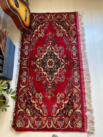 Vintage Rug, Turkmen Rug, 3x5 Rug, Vintage Bag Face, Red Vintage Rug