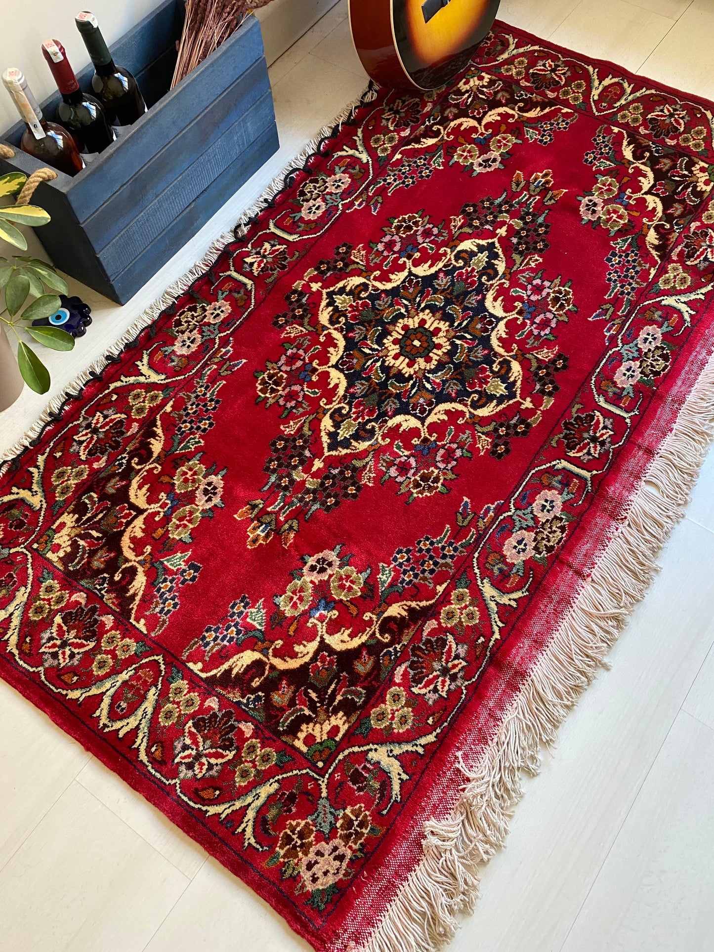 Vintage Rug, Turkmen Rug, 3x5 Rug, Vintage Bag Face, Red Vintage Rug