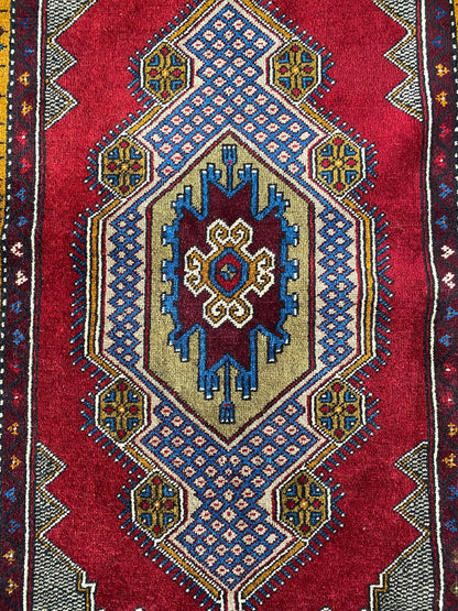 Turkish Rug with Mosque Motif, Taspinar Rug, Taspinar Carpet, Vintage Rug, Handwoven Rug, Anatolian Rug, 3x6 Rug