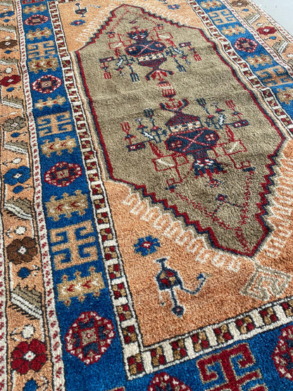 Turkish Rug, Turkish Carpet, Vintage Rug, Wool Rug, Area Rug, Handmade Rug, Handwoven Rug, 4x6 Rug, Anatolian Rug, Traditional Rug