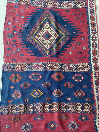 Kurdish Kilim Rug. East Anatolian Kilim. Small Kilim Runner. Tribal Kilim Rug. Tribal Kilim Runner