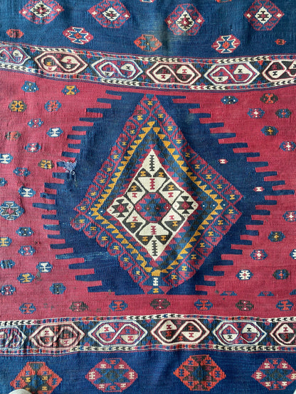 Kurdish Kilim Rug. East Anatolian Kilim. Small Kilim Runner. Tribal Kilim Rug. Tribal Kilim Runner