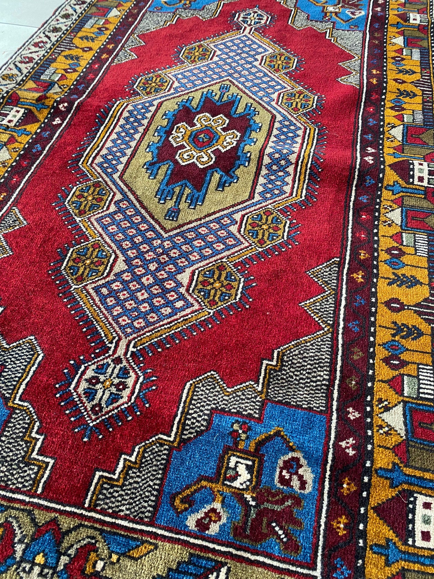 Turkish Rug with Mosque Motif, Taspinar Rug, Taspinar Carpet, Vintage Rug, Handwoven Rug, Anatolian Rug, 3x6 Rug