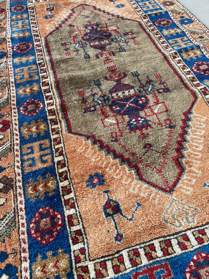 Turkish Rug, Turkish Carpet, Vintage Rug, Wool Rug, Area Rug, Handmade Rug, Handwoven Rug, 4x6 Rug, Anatolian Rug, Traditional Rug