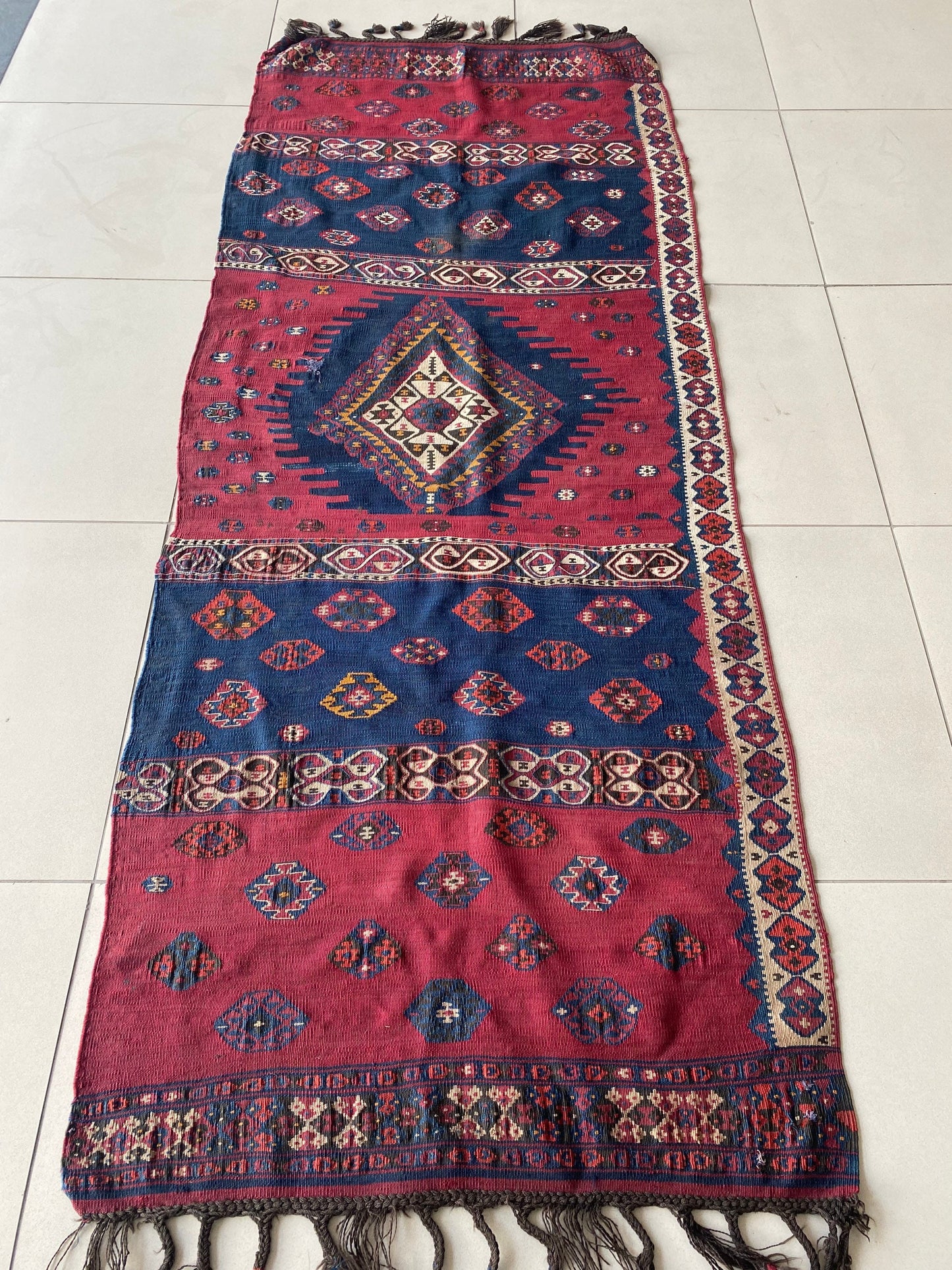 Kurdish Kilim Rug. East Anatolian Kilim. Small Kilim Runner. Tribal Kilim Rug. Tribal Kilim Runner