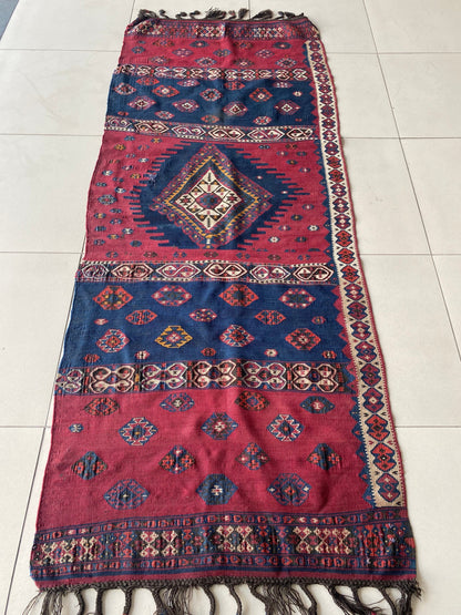 Kurdish Kilim Rug. East Anatolian Kilim. Small Kilim Runner. Tribal Kilim Rug. Tribal Kilim Runner