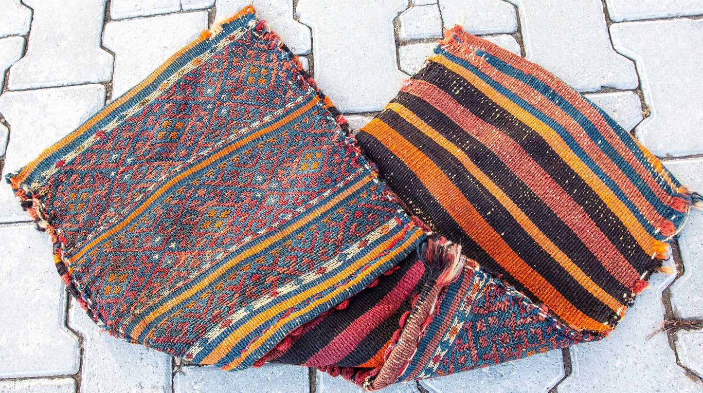 Herki Tribe, Kurdish Saddle Bag,Camel Saddle Bag,Horse Saddle Bag,Donkey Saddle Bag, Jajim Saddle Bag,Saddle Bag Decore,Tribal Kilim Bag