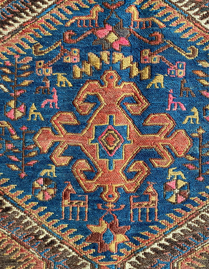 Antique Sumak Runner from Caucasus, 4x10 Antique Runner Rug