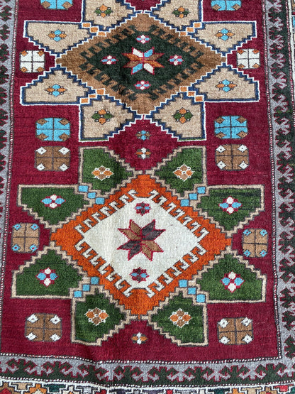 Kars Rug,Wool Rug,Kurdish Rug,Anatolian Rug,Vintage Rug,Oriental Rug,Caucasus Rug,Tribal Rug,Nomadic Rug,Kazak Design Rug,5x7 Rug