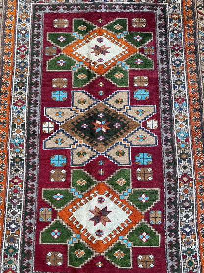 Kars Rug,Wool Rug,Kurdish Rug,Anatolian Rug,Vintage Rug,Oriental Rug,Caucasus Rug,Tribal Rug,Nomadic Rug,Kazak Design Rug,5x7 Rug