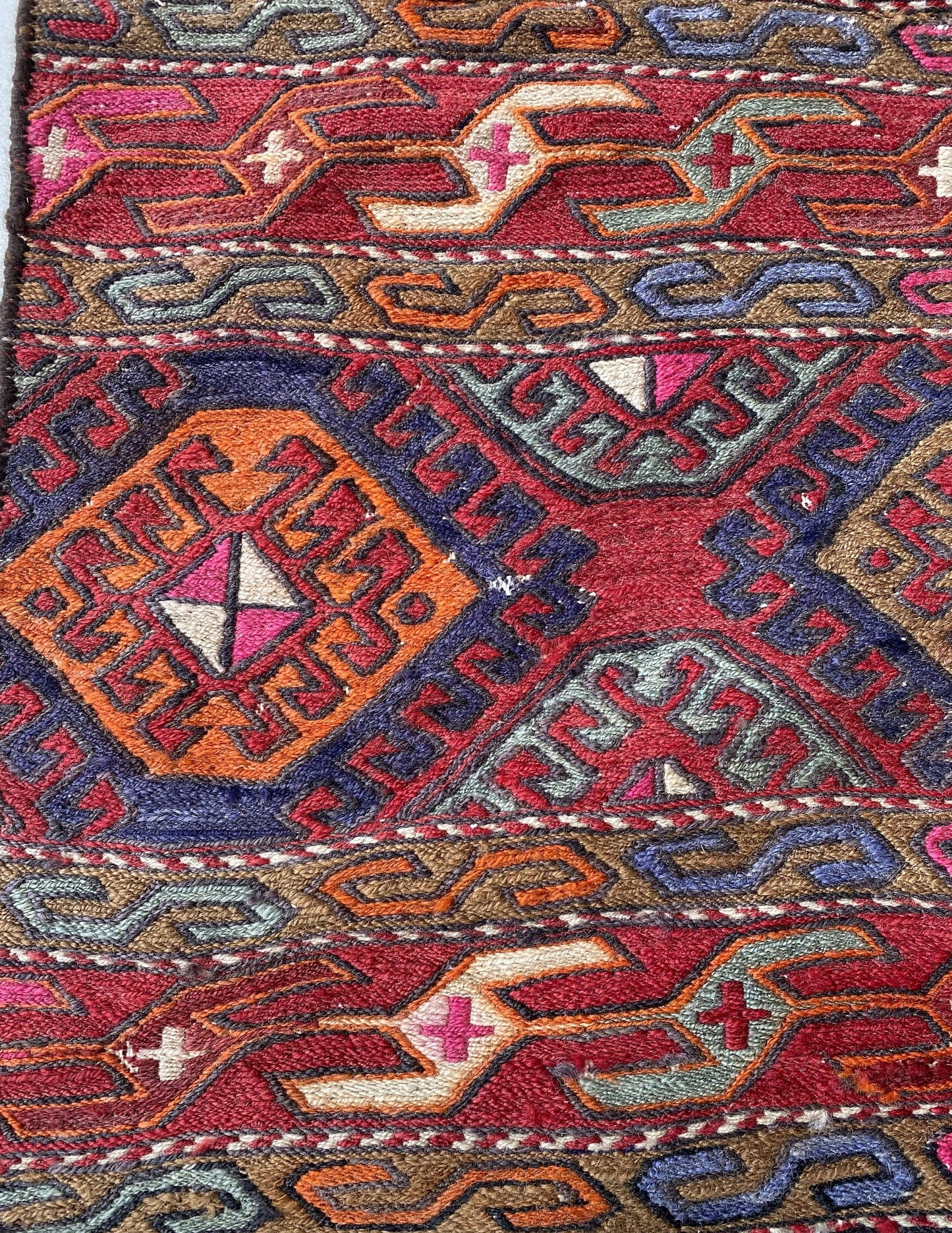 Antique Caucasian Kilim, Mafrash Panel, Open Beshik Kilim, 3x6 Soumak Rug