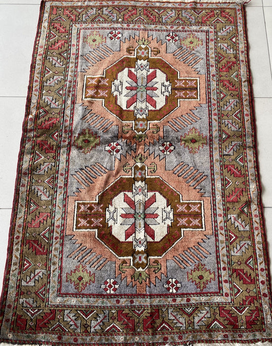 Vintage Rug,Wool Rug,Handmade Rug,Turkish Rug,Kars Rug,Oriental Rug,Konya Rug,Anatolian Rug,Tribal Rug,Nomadic Rug,Kazak Design Rug,4x6 Rug