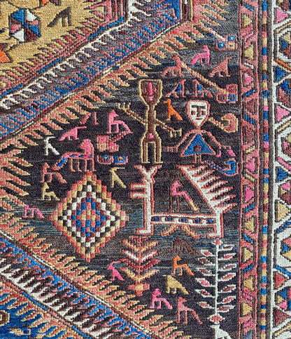 Antique Sumak Runner from Caucasus, 4x10 Antique Runner Rug