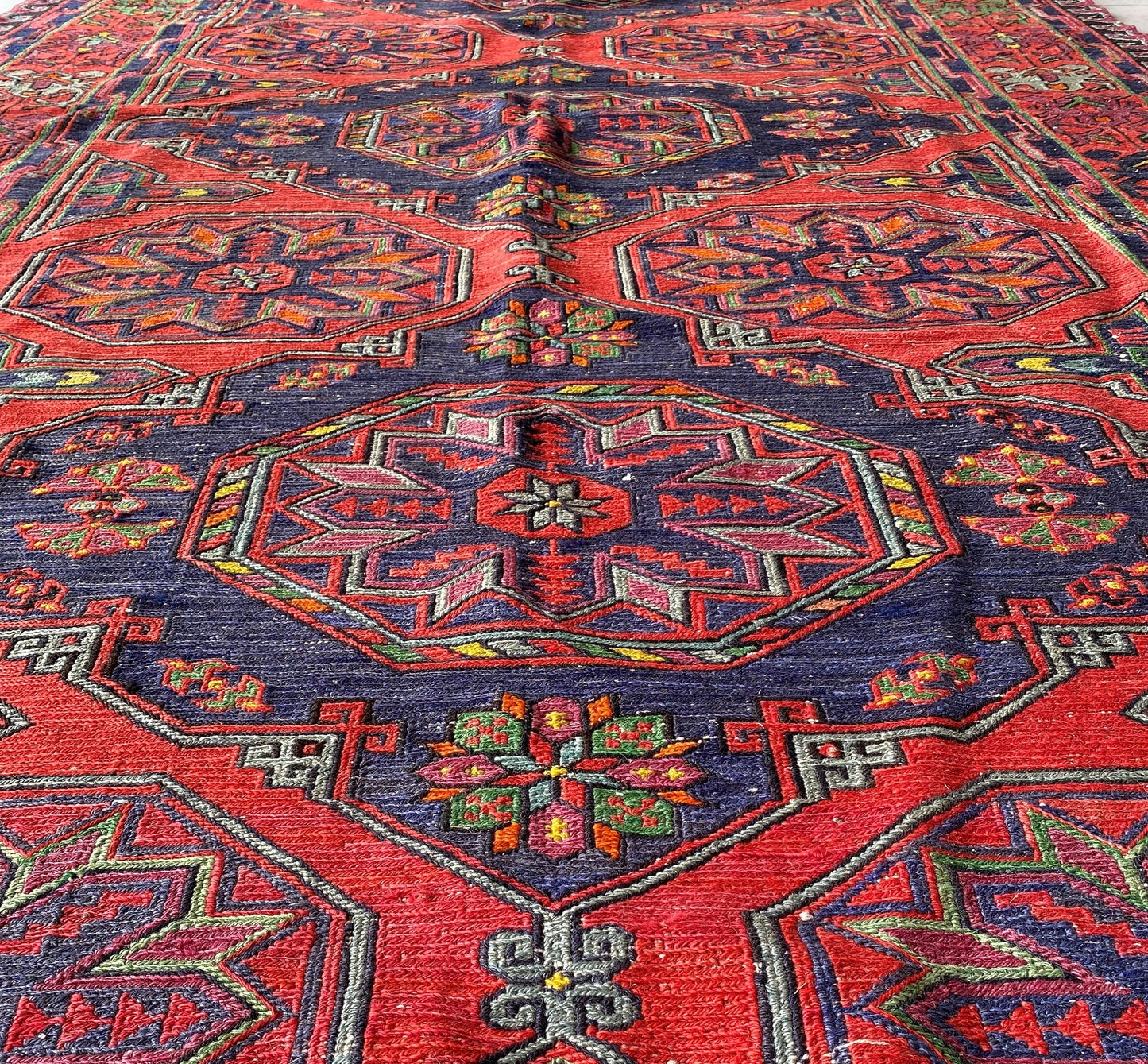 Magnificent old Caucasus Sumak, Old Russian Sumak, Daghestan Sumak, 6x10 ft Sumak