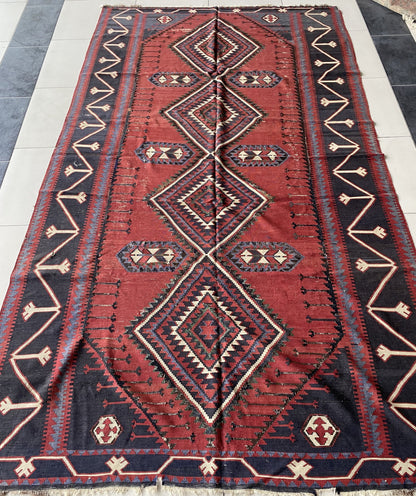 Antique Caucasus Kilim Rug, Shirvan Kilim, 6x11 Rug