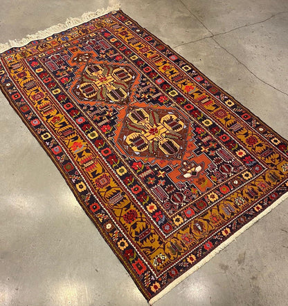 Vintage Sumak Rug with Silk Highlights