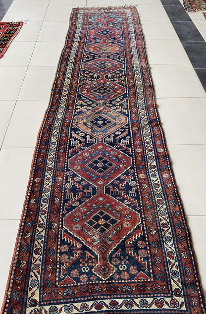 Antique Shirvan Runner Rug, 3x13 Antique Runner Rug