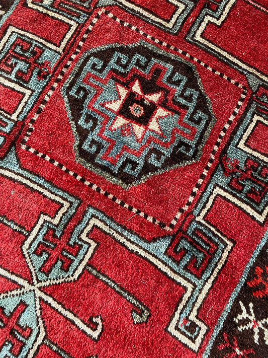 Antique Kurdish Tribal Rug, Nomadic Rug, Oriental Rug, Handwoven Rug, Goyan Tribe Carpet, 4x11 Rug