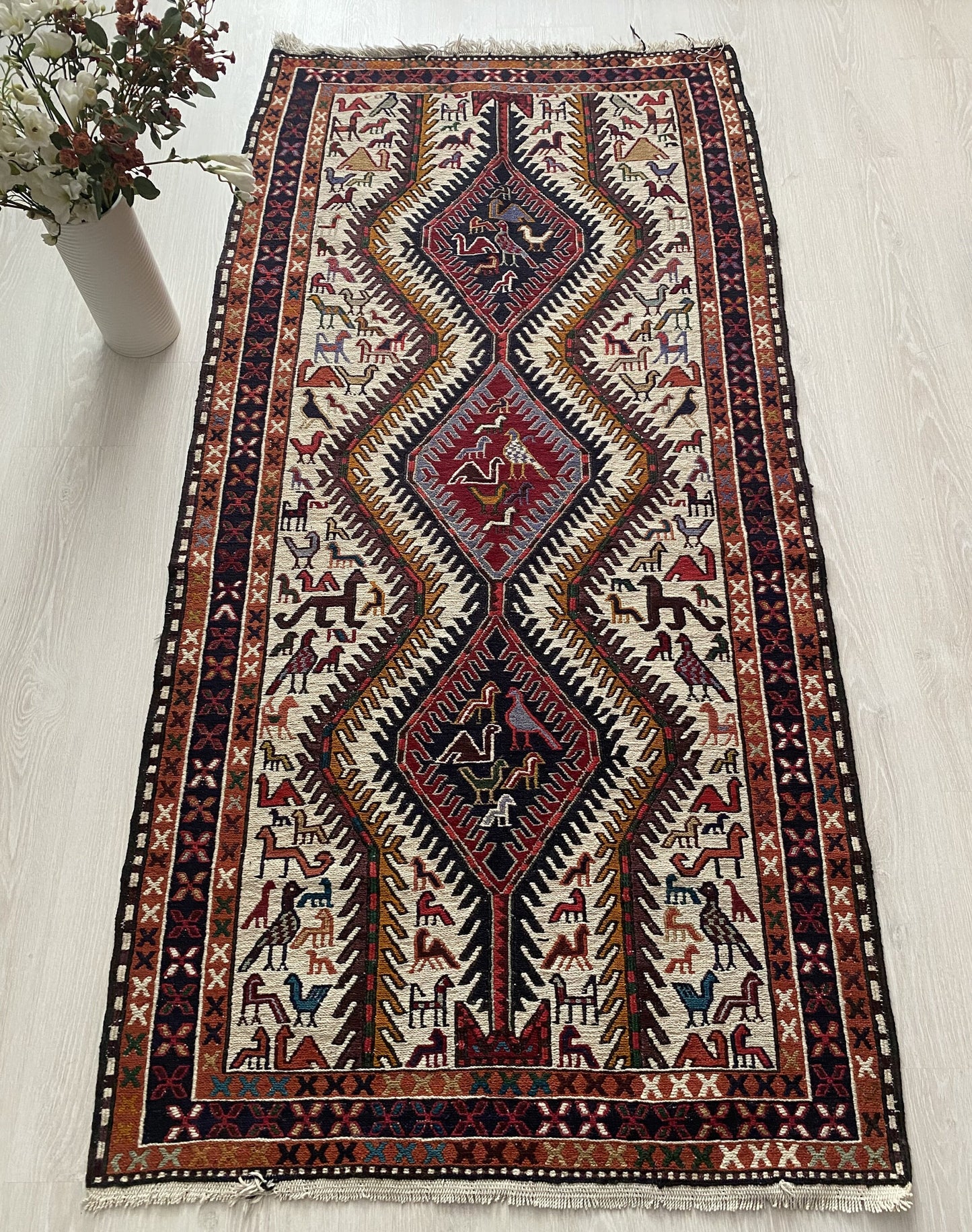 Soumak Rug, Sumak Runner, Old Sumak Carpet, 3x7 Runner, Sumac Rug, Soumak Kilim Rug, Runner Kilim Rug