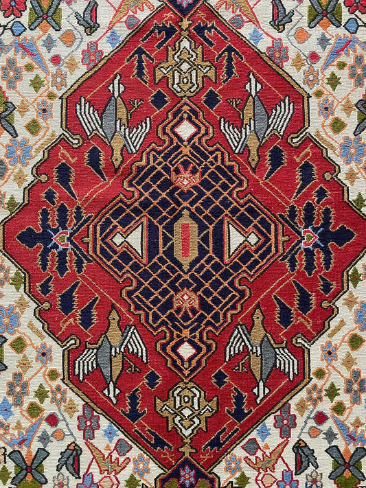 Vintage Sumak Rug with Silk Highlights