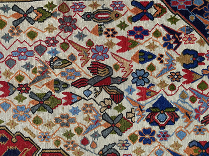 Vintage Sumak Rug,Soumak Rug,Floral Design,Sumak Carpet,4x7 Rug,Oriental Rug,Kilim Rug,Ethnic Kilim,Bird design,animal motif rug