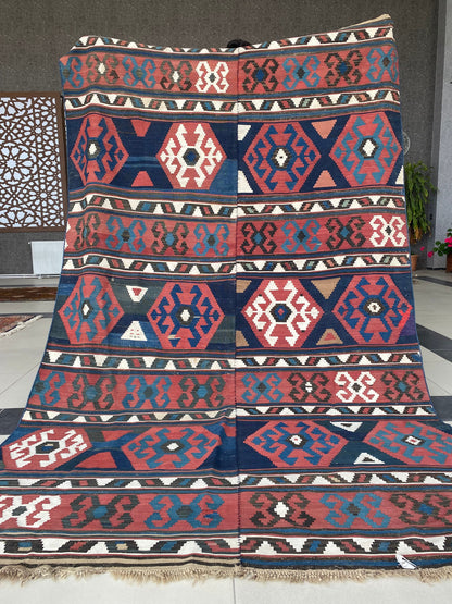 Antique Shirvan Kilim Rug, 6x10 Kilim Rug