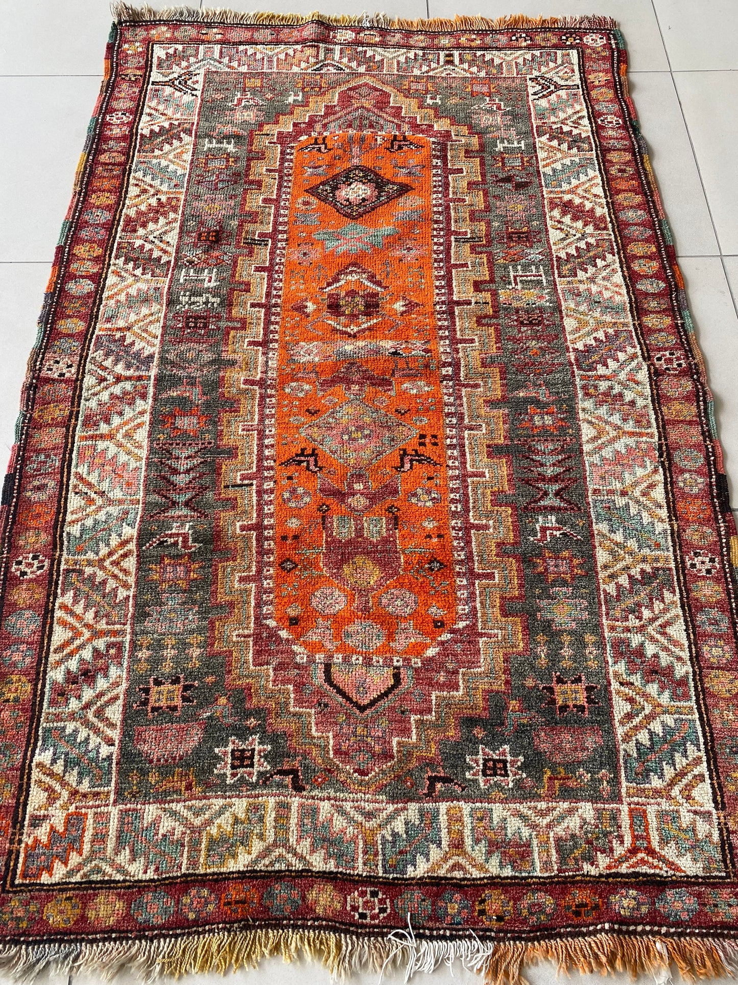 Antique Kurdish Rug, Herki Rug, Tribal Kurdish Rug, Nomadic Kurdish Rug,4x7 Rug