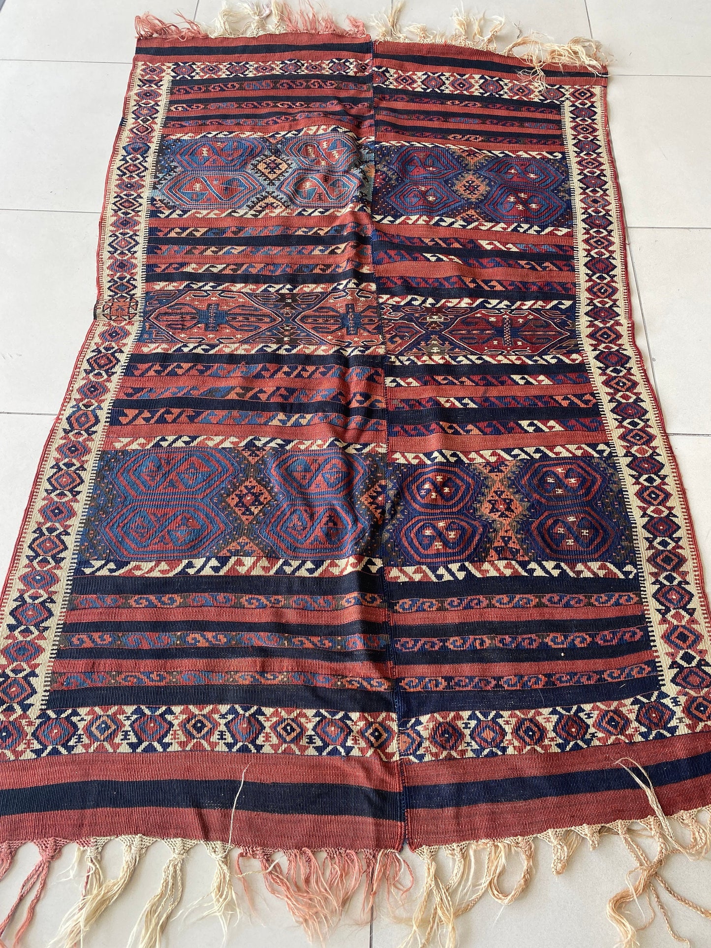 Antique Kurdish Kilim, Tribal Kilim, Nomadic Kilim, Oriental Kilim, 4x7 Rug, Van kilim, Herki Kilim